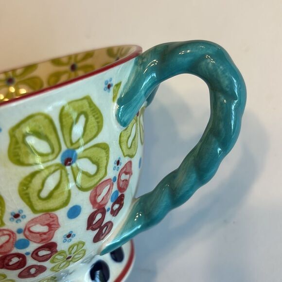Anthropologie Elka Floral Twist Pedestal Cup Mug - Picture 6 of 10